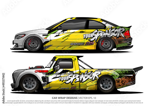 Race car wrap design vector for vehicle vinyl sticker and automotive decal livery 