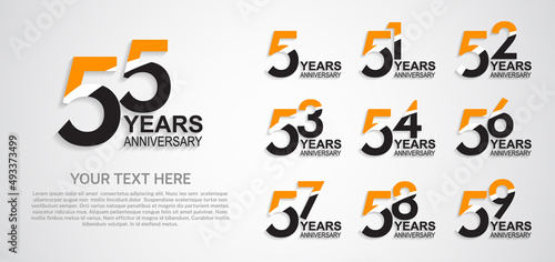 set anniversary logotype premium collection orange black color with swoosh on white background photo