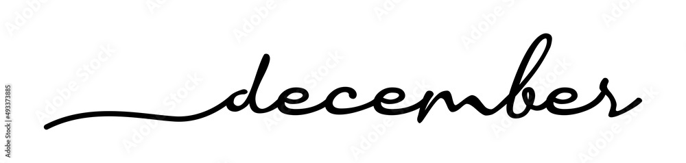 December Handwriting Black Lettering Calligraphy Isolated on White Background. Months of The Year December Handwriting Black Lettering Calligraphy Isolated on White Background. Months of The Year