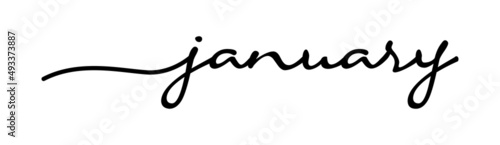 January Handwriting Black Lettering Calligraphy Isolated on White Background. Months of The Year
