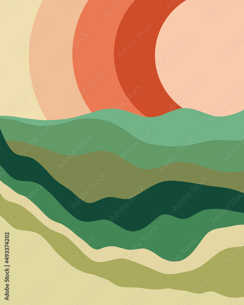 Abstract Sunrise Over Ocean Waves Abstract Sunrise Over Ocean Waves