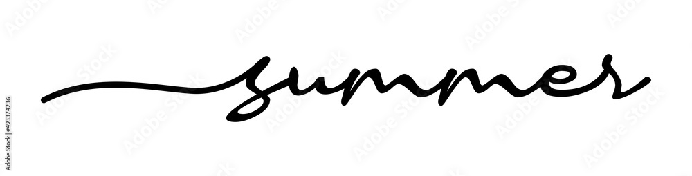 Summer Handwriting Black Lettering Calligraphy Isolated on White Background. Summer Handwriting Black Lettering Calligraphy Isolated on White Background.