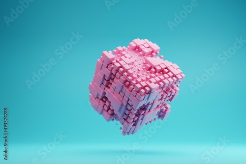 Abstract cube floating photo