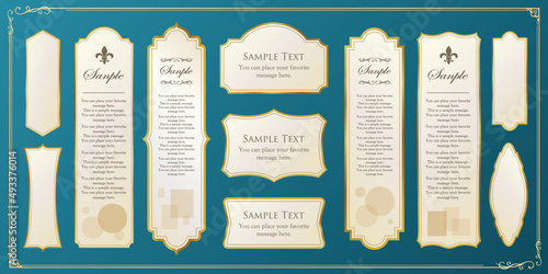 春の植物モチーフのフレームセット。ビンテージフラワー。装飾デザイン。流行りのあしらい	
