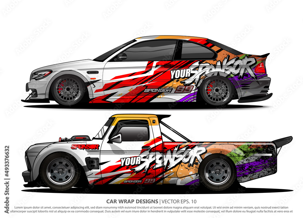 car livery Graphic vector. abstract racing shape design for vehicle vinyl wrap background 
