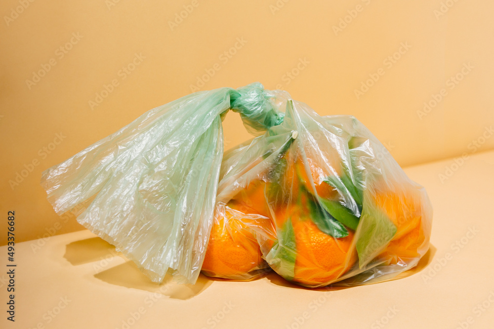 Oranges in plastic bag