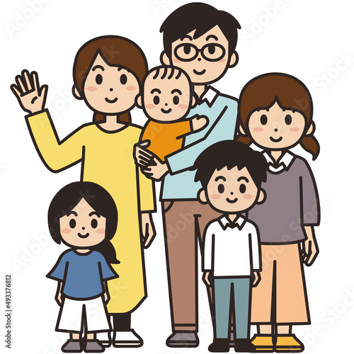 六人家族のイラスト