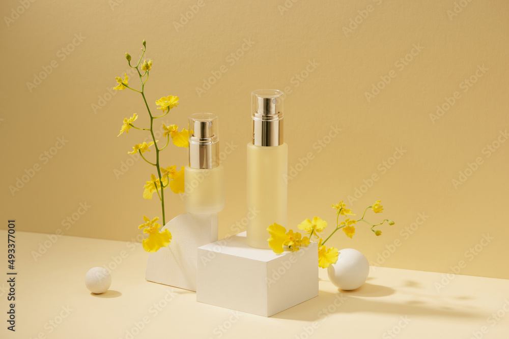 Set of cosmetic products on a light background Set of cosmetic products on a light background