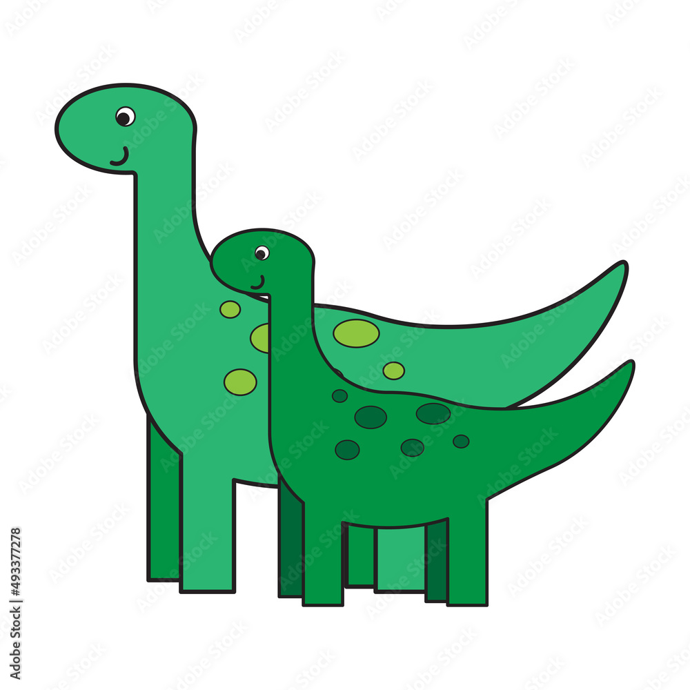 Fototapeta premium mom dinosaur and dinosaur. Happy family. Vector illustration. stock image.