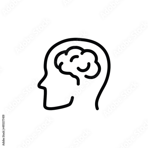 Human brain icon. Simple outline style. Think, mind, head, idea, creative concept. Vector line illustration design isolated. EPS 10.