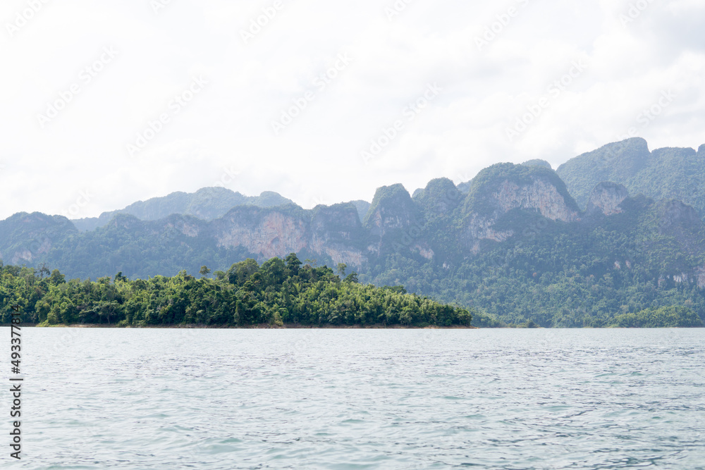 Blue sea and mountian with water surface background texture