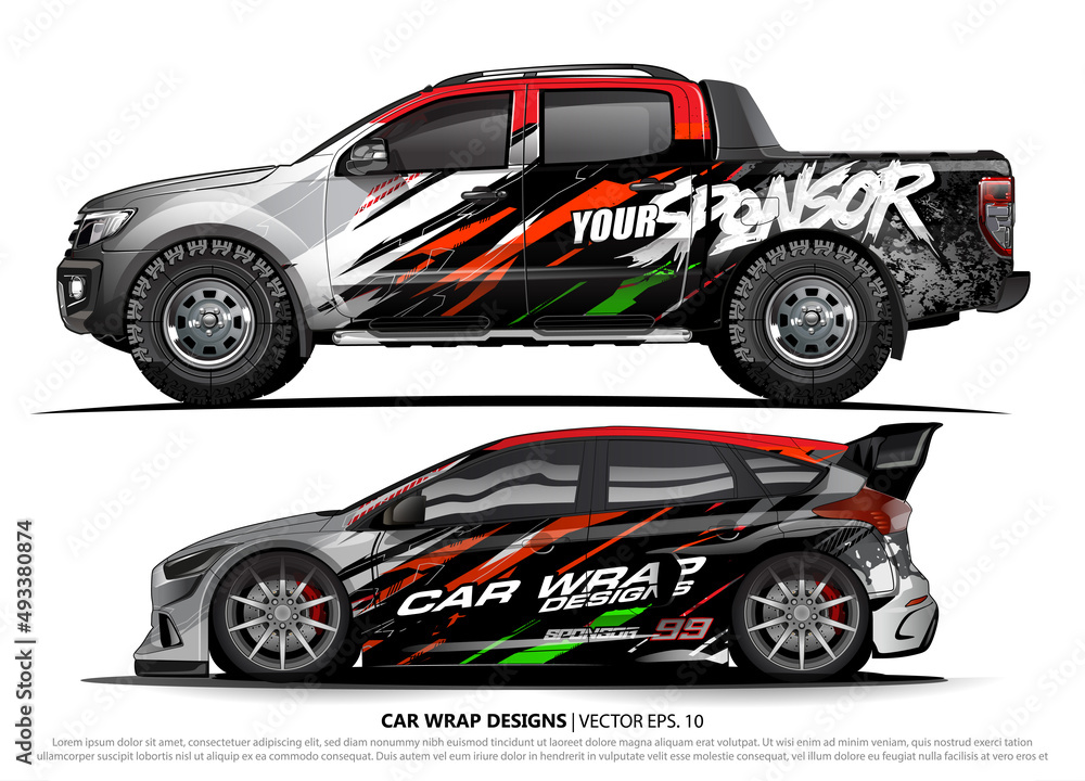 car livery Graphic vector. abstract racing shape design for vehicle vinyl wrap background
car livery Graphic vector. abstract racing shape design for vehicle vinyl wrap background