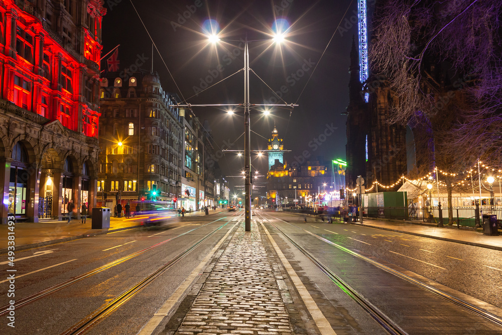 Edinburgh Market Street Night Lights
