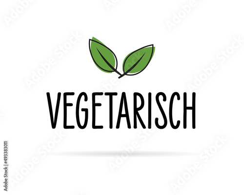 Vegetarisch - Text and Blatt-Icons - Weißer Hintergrund