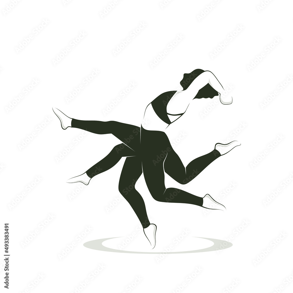 silhouette logo design icon woman dance double silhouette logo design icon woman dance double