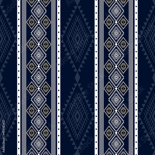 Geometric ethnic oriental seamless pattern traditional Design for background,carpet,wallpaper.clothing,wrapping,Batik fabric,Vector illustration.embroidery style - Sadu, sadou, sadow or sado