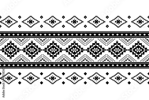 Geometric ethnic oriental seamless pattern traditional Design for background,carpet,wallpaper.clothing,wrapping,Batik fabric,Vector illustration.embroidery style - Sadu, sadou, sadow or sado