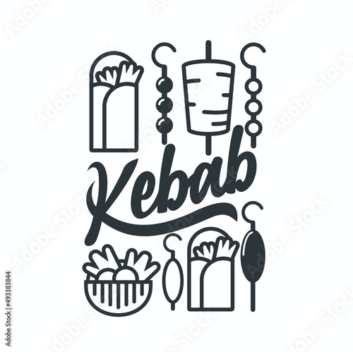 illustration of kebab food, vector art.