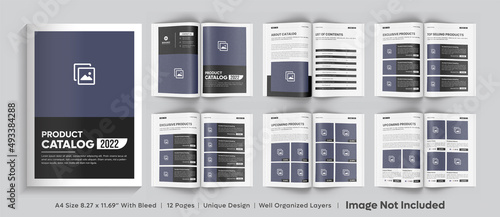 Modern product catalog design template, Company product catalogue design template, Minimalist product brochure template design, Black & White Product Catalog Design Layout.