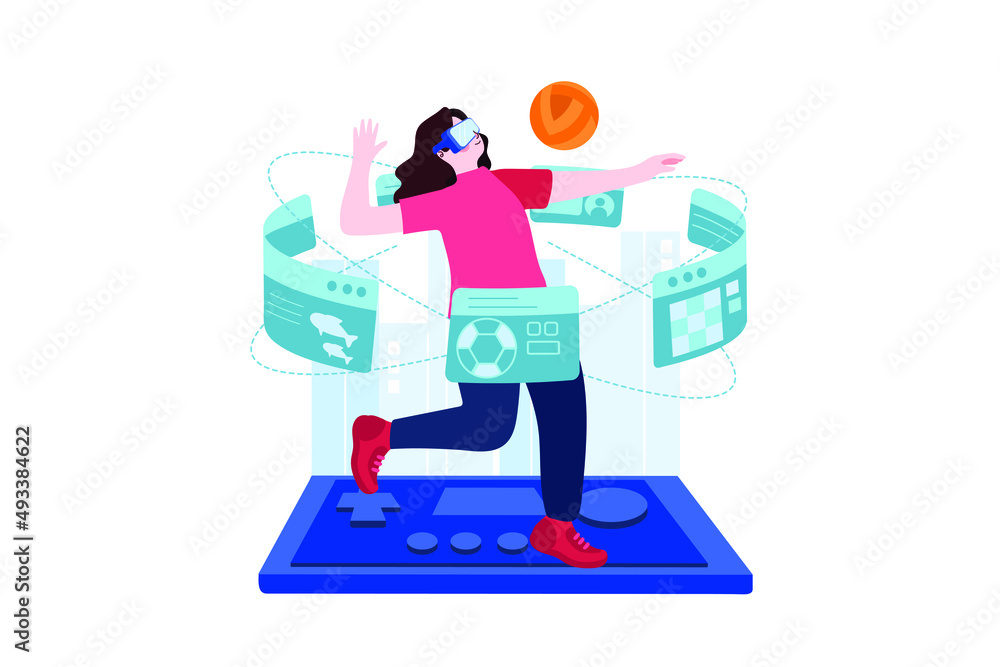 VR Gaming Technology illustration concept. Flat illustration isolated on white background
