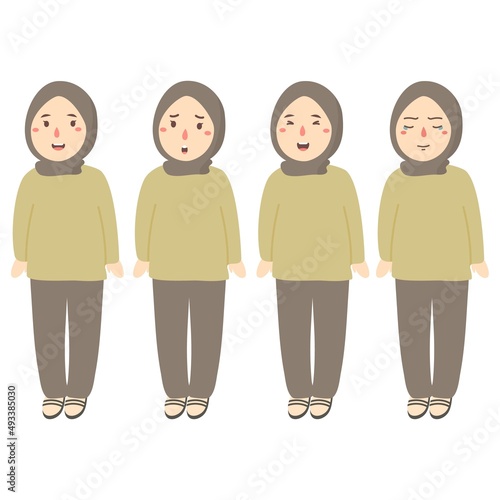 Woman character with different poses and emotions