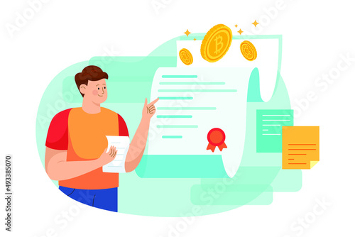 Cryptocurrency Terms and Condition illustration concept. Flat illustration isolated on white background