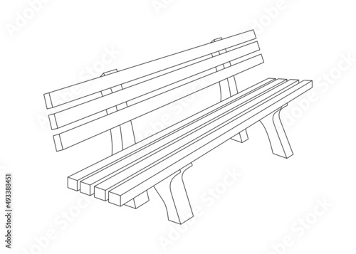 Bench vector outline sketch illustration.