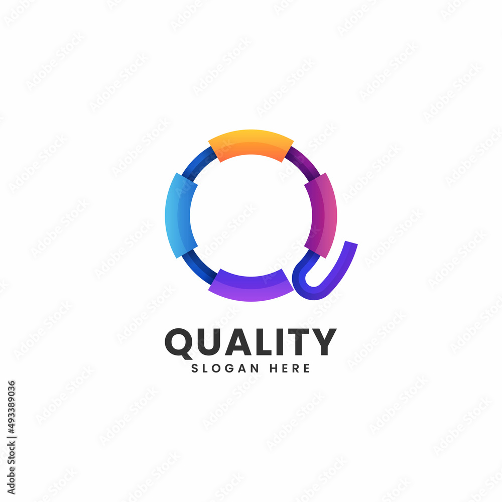 Vector Logo Illustration Letter Q Gradient Colorful Style.