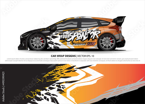 Race car wrap design vector for vehicle vinyl sticker and automotive decal livery 