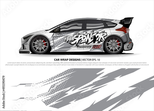 Race car wrap design vector for vehicle vinyl sticker and automotive decal livery
 photo