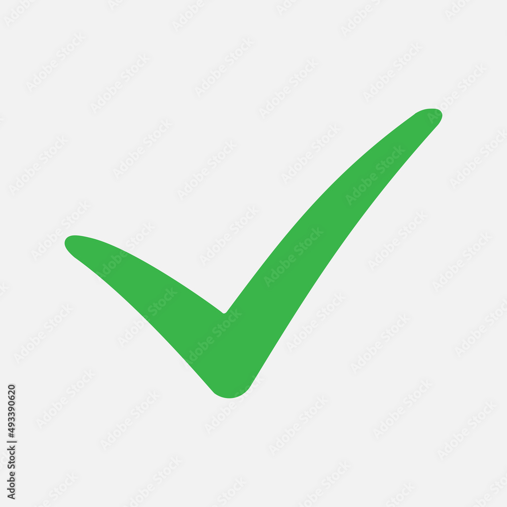 Green check mark icon isolated flat design vector illustration. Green check mark icon isolated flat design vector illustration.