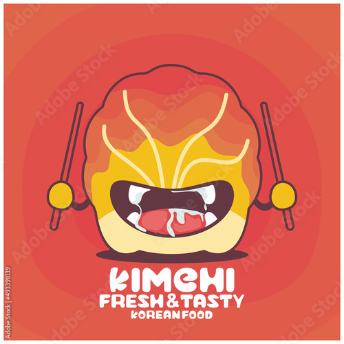 Kimchi cartoon. korean food vector illustration