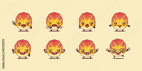 Kimchi cartoon. korean food vector illustration. with different faces and expressions