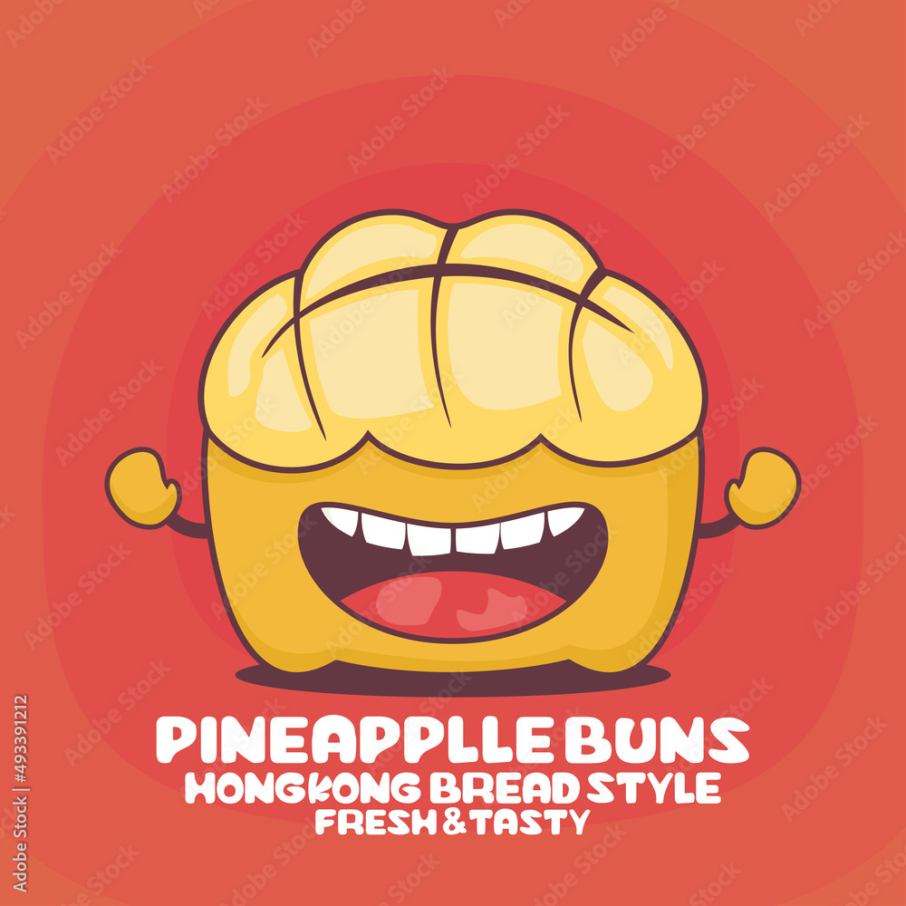 Obraz premium pineapple buns cartoon. vector illustration of hong kong bread
