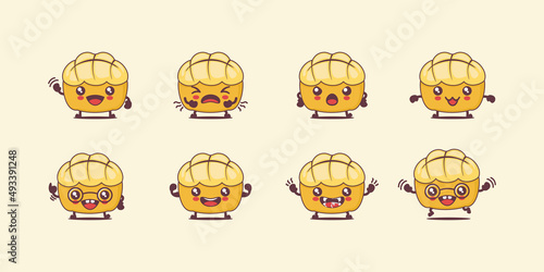 pineapple buns cartoon. vector illustration of hong kong bread
