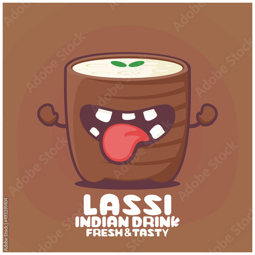 Lassi drink cartoon. vector illustration of fresh drink from india or pakistan