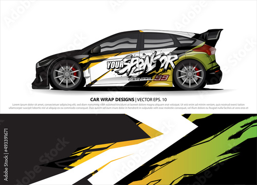 Race car wrap design vector for vehicle vinyl sticker and automotive decal livery 