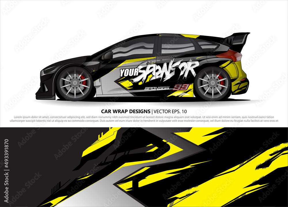 Race car wrap design vector for vehicle vinyl sticker and automotive decal livery
Race car wrap design vector for vehicle vinyl sticker and automotive decal livery