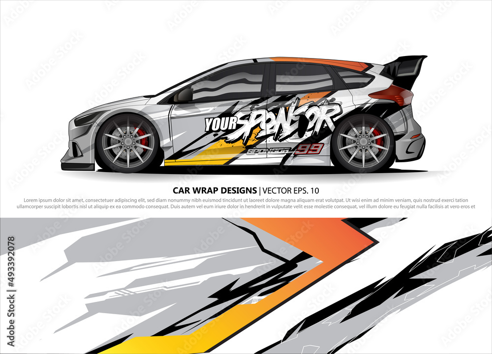 Race car wrap design vector for vehicle vinyl sticker and automotive decal livery
Race car wrap design vector for vehicle vinyl sticker and automotive decal livery