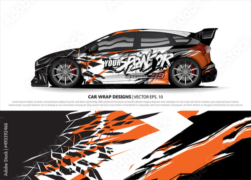 Race car wrap design vector for vehicle vinyl sticker and automotive decal livery

