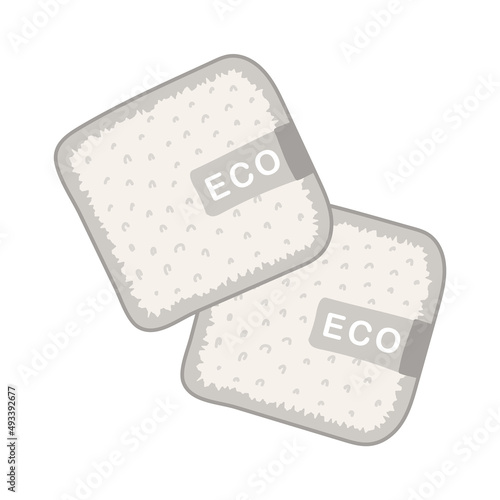 Organic cotton pads. Bamboo makeup remover wipe. Eco friendly products for skin care. Zero waste concept. No plastic. Vector illustration in flat cartoon style.