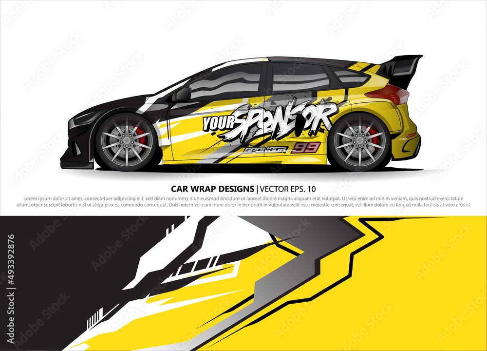 Race car wrap design vector for vehicle vinyl sticker and automotive decal livery
Race car wrap design vector for vehicle vinyl sticker and automotive decal livery