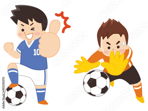 サッカー選手の男性　サッカー部