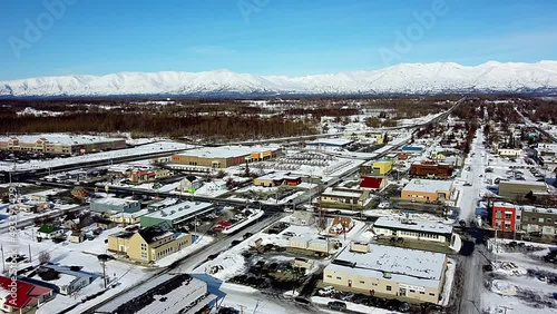 4k 30fps aerial video of downtown Palmer, Alaska photo