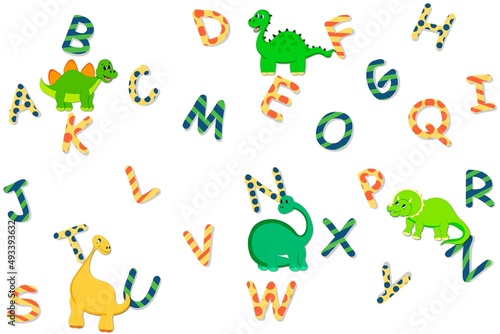 Children s font in the cartoon style of  childhood.  Set of multicolored bright letters for inscriptions.