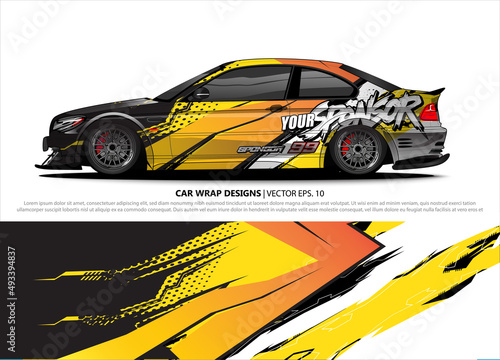 car wrap design. simple lines with abstract background vector concept for vehicle vinyl wrap and automotive decal livery