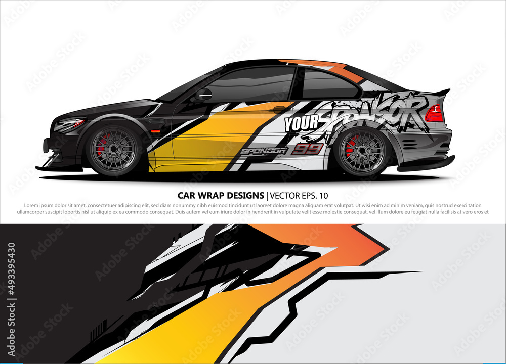 car wrap design. simple lines with abstract background vector concept for vehicle vinyl wrap and automotive decal livery