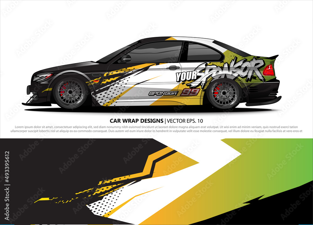 car wrap design. simple lines with abstract background vector concept for vehicle vinyl wrap and automotive decal livery