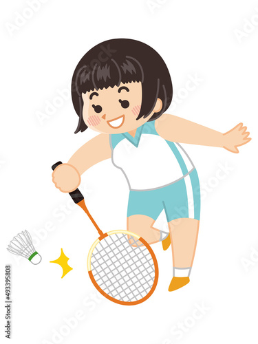 バドミントン選手の女性　バドミントン部　部活動