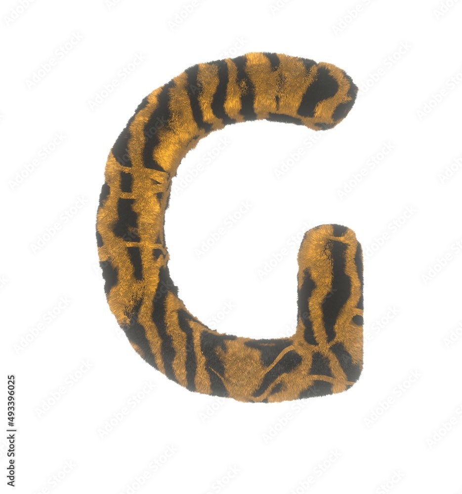 Furry Tiger Themed Font With White Background Letter G Furry Tiger Themed Font With White Background Letter G